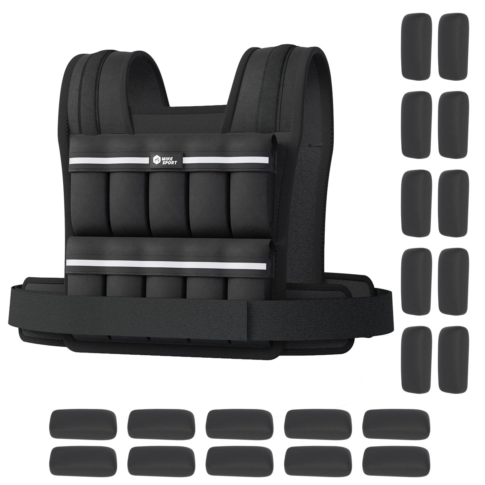 M Mike Sport Adjustable Weighted Vest Men 20lbs/30lbs Body Weight Vests 20 In 1 Fast Adjust Weight Vest for Women Workouts Equipment for Strength Training Running