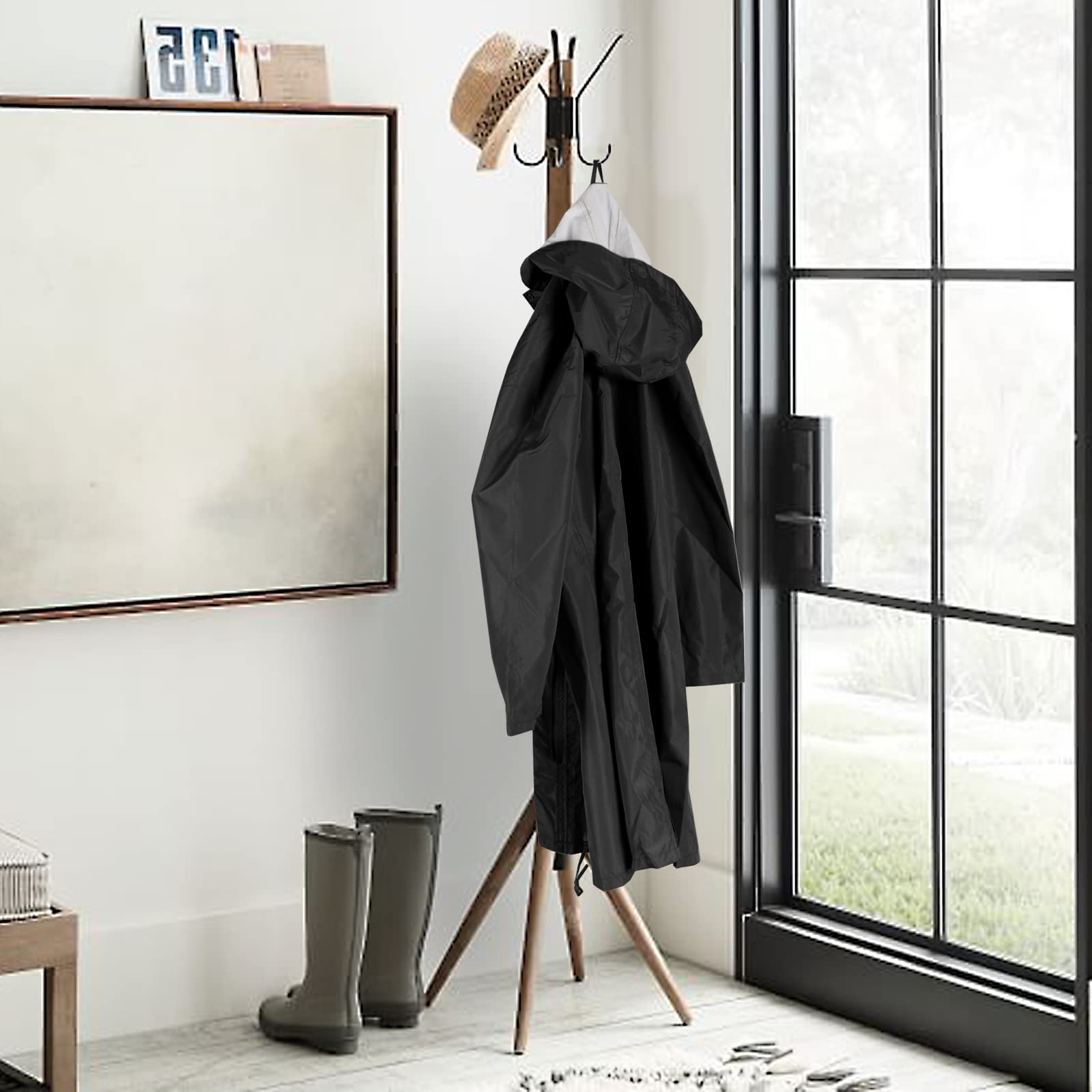ANYOO Chubasquero Poncho de Lluvia con Capucha para Mujer, Impermeable Largo y Ligero para Aire Libre
