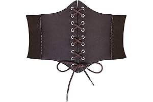 Women's Dark Brown Corset Belt, Elegant Lace-up Elastic Waist Belt