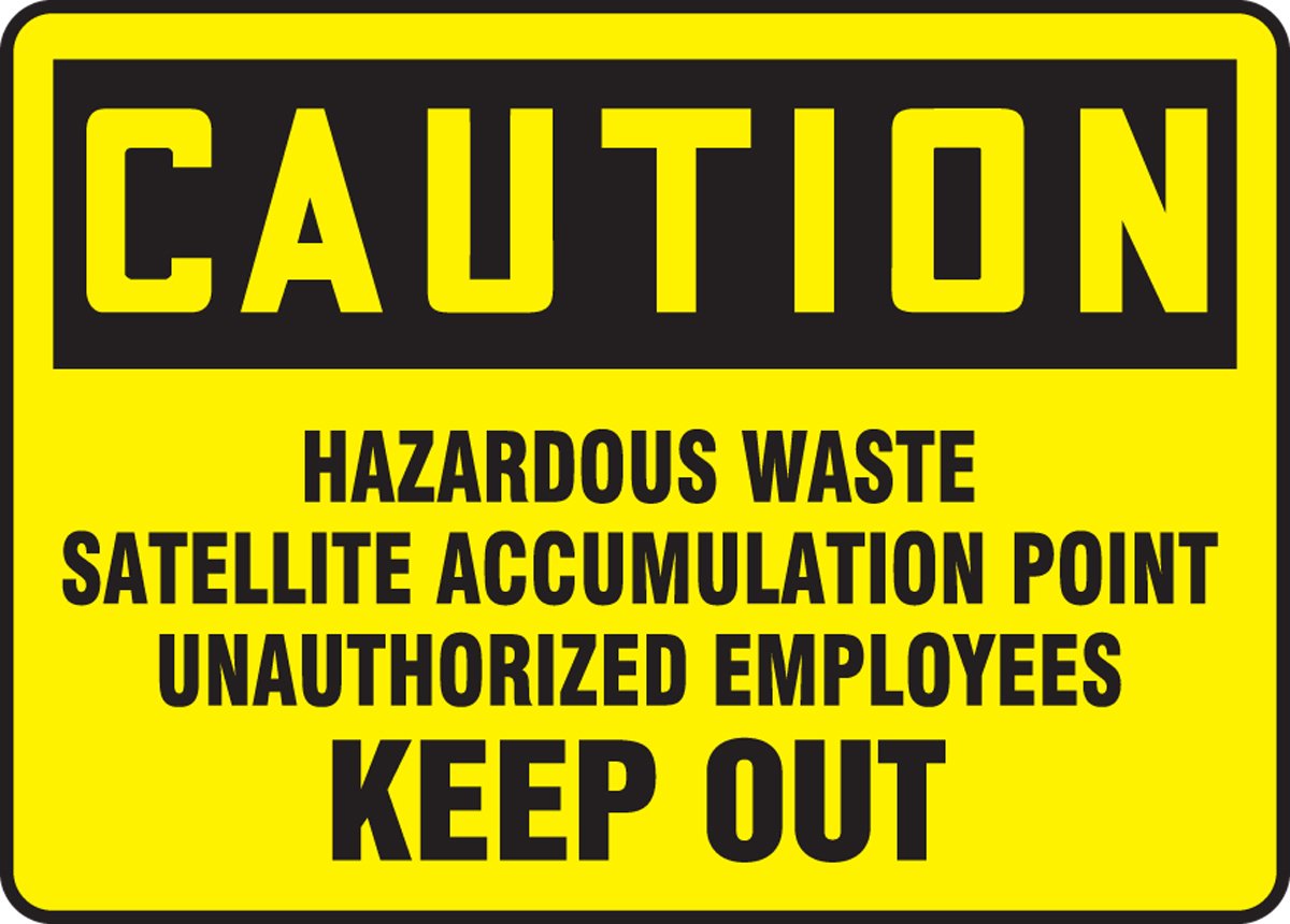 Panneau de déchets dangereux point d'accumulation caution vinyle adhésif 25x35cm