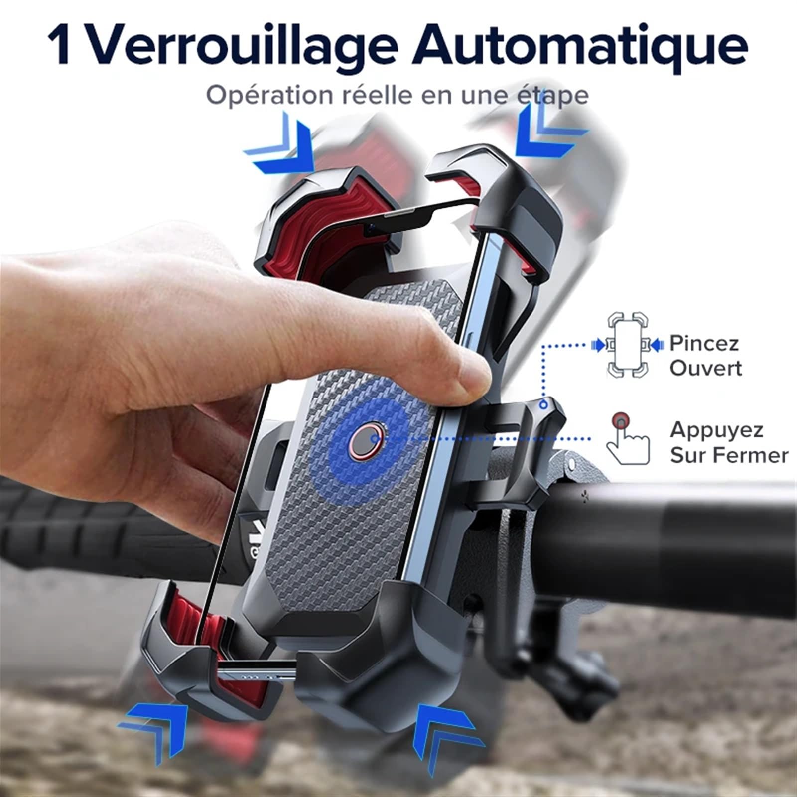 Supporto Cellulare Moto Supporto Per Telefono Per Bici Vista A 360° Per Per Moto Per Cellulare 4,7-7 Pollici Clip Per GPS Staffa Antiurto