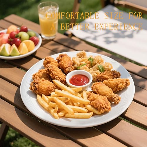 Miniatura 2 de Yachi Juego de 4 platos de cerámica blancos de 10-1/2 pulgadas, aptos para microondas, horno y lavavajillas, platos de porcelana para cocina o