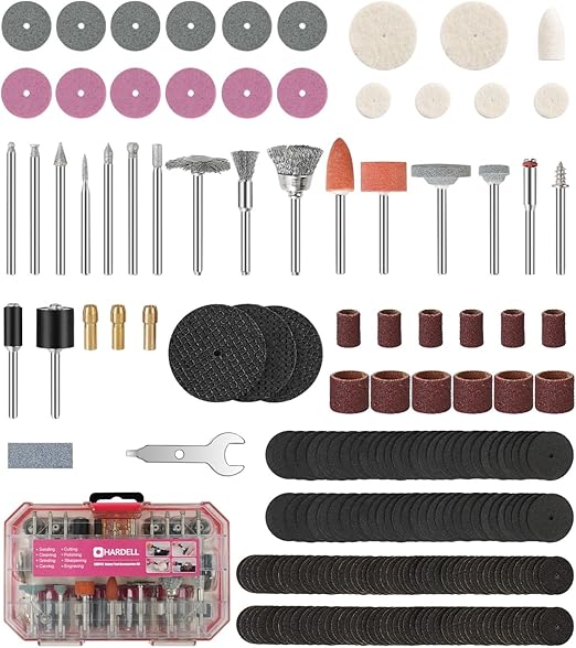 HARDELL Rotary Tool Accessories, 230pcs Power Rotary Tool Accessories Kit, 1/8"(3.2mm) Diameter Shanks, Universal Fitment for Easy Cutting, Polishing, Sanding, Carving, Grinding(Pink)