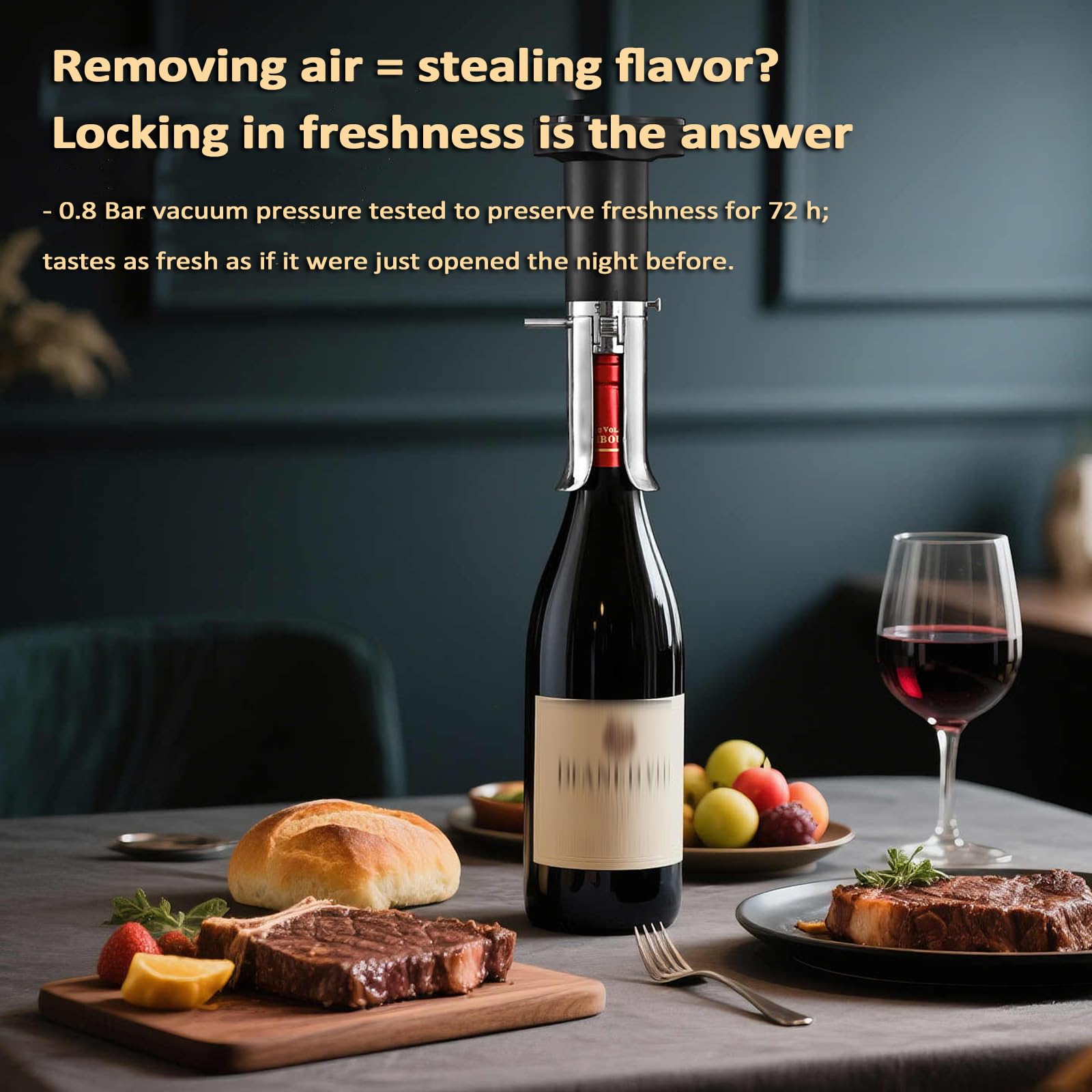 Aeratore elettrico per vino, estrattore 3 in 1 con versatore integrato e apribottiglie, conservazione sottovuoto per 72 ore, per appassionati di vino
