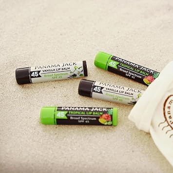 Panama Jack SPF 45 Sunscreen Lip Balm, Broad Spectrum, Moisturizing, 4 Pack