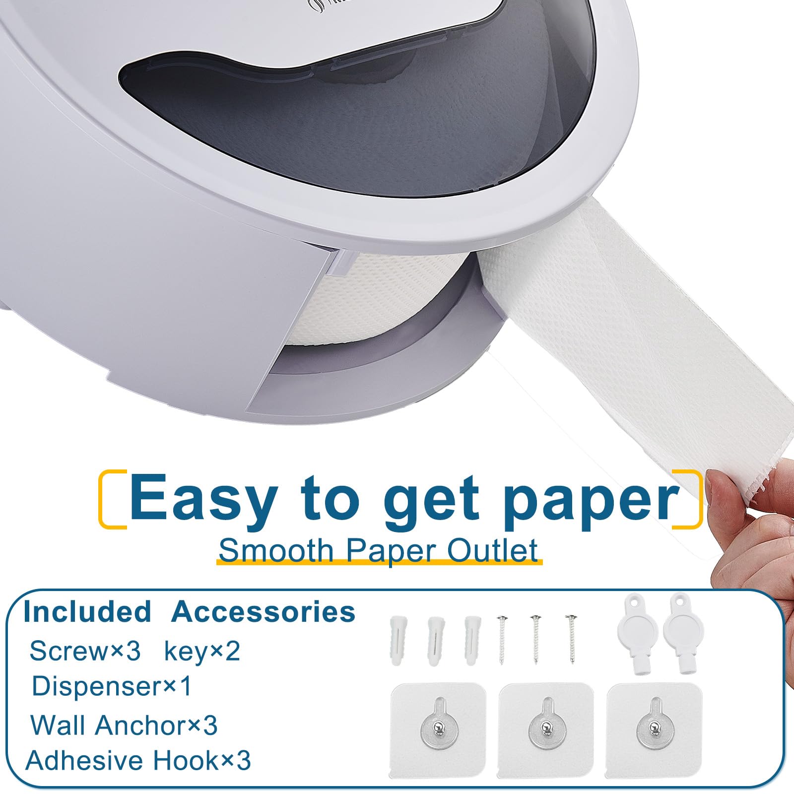 Modunful Dispensador de papel higiénico, soporte para rollo de papel higiénico tamaño mini jumbo montado en la pared, dispensadores de papel higiénico comerciales, soporte jumbo para inodoro, oficina