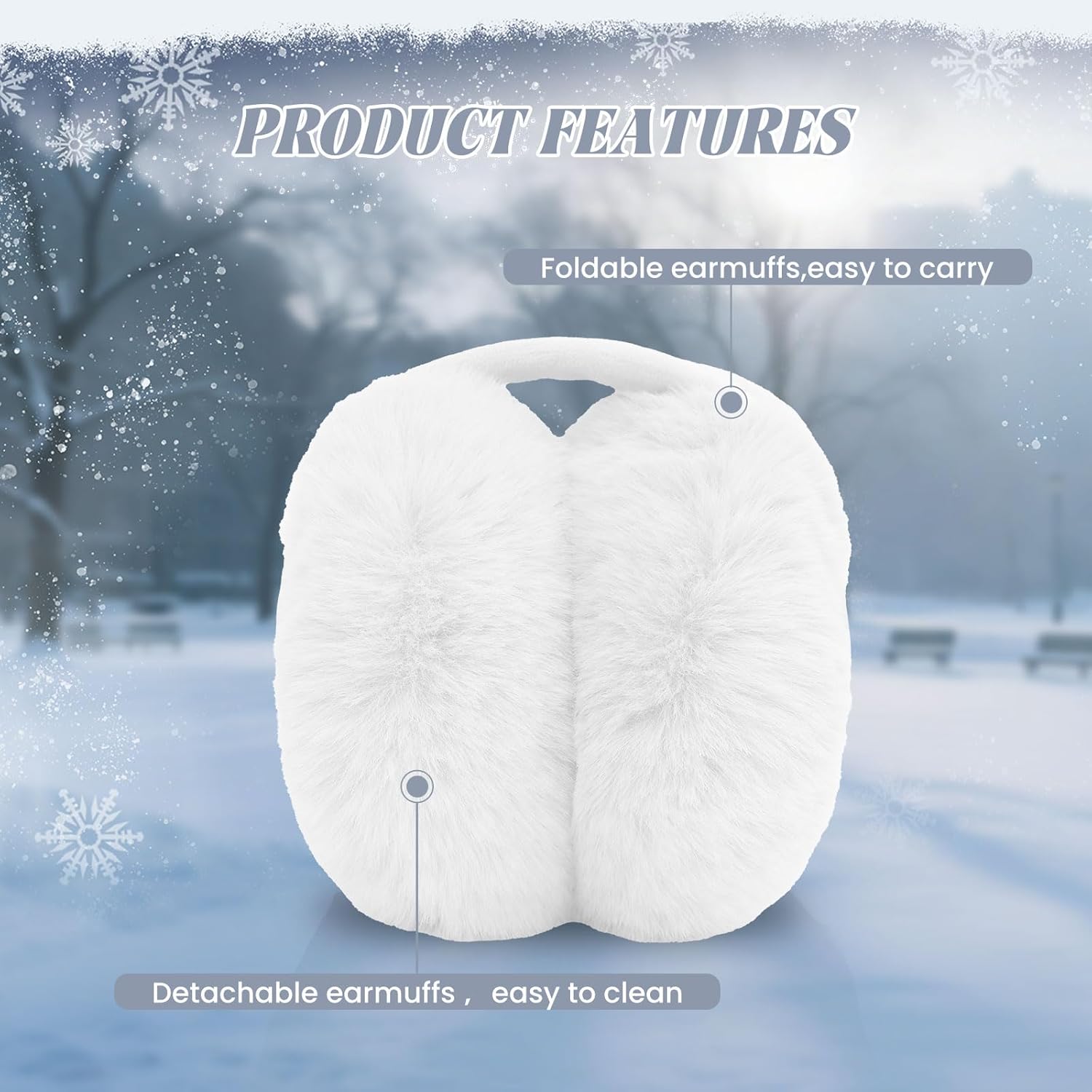kuchisity 4 PCS Women Winter Ear Muffs Foldable Faux Fur Earmuffs Fluffy Ear Warmers for Winter - Image 3