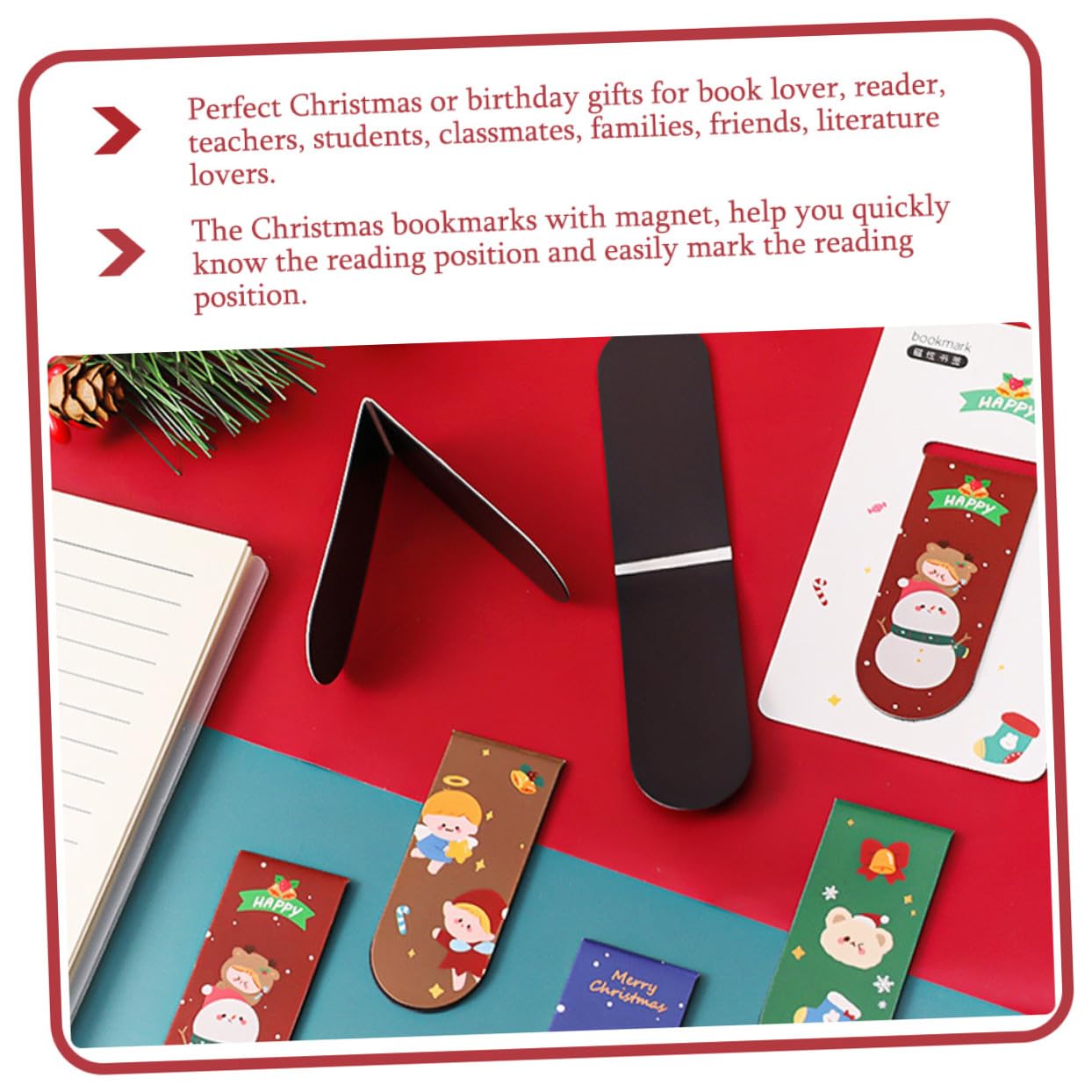 Lurrose 4 Sätze Magnetische Weihnachts-lesezeichen Bookmarks Lesezeichen Weihnachten Stilvolles s- Magnetisch Magnet- Partygeschenke 20 Stück * 4