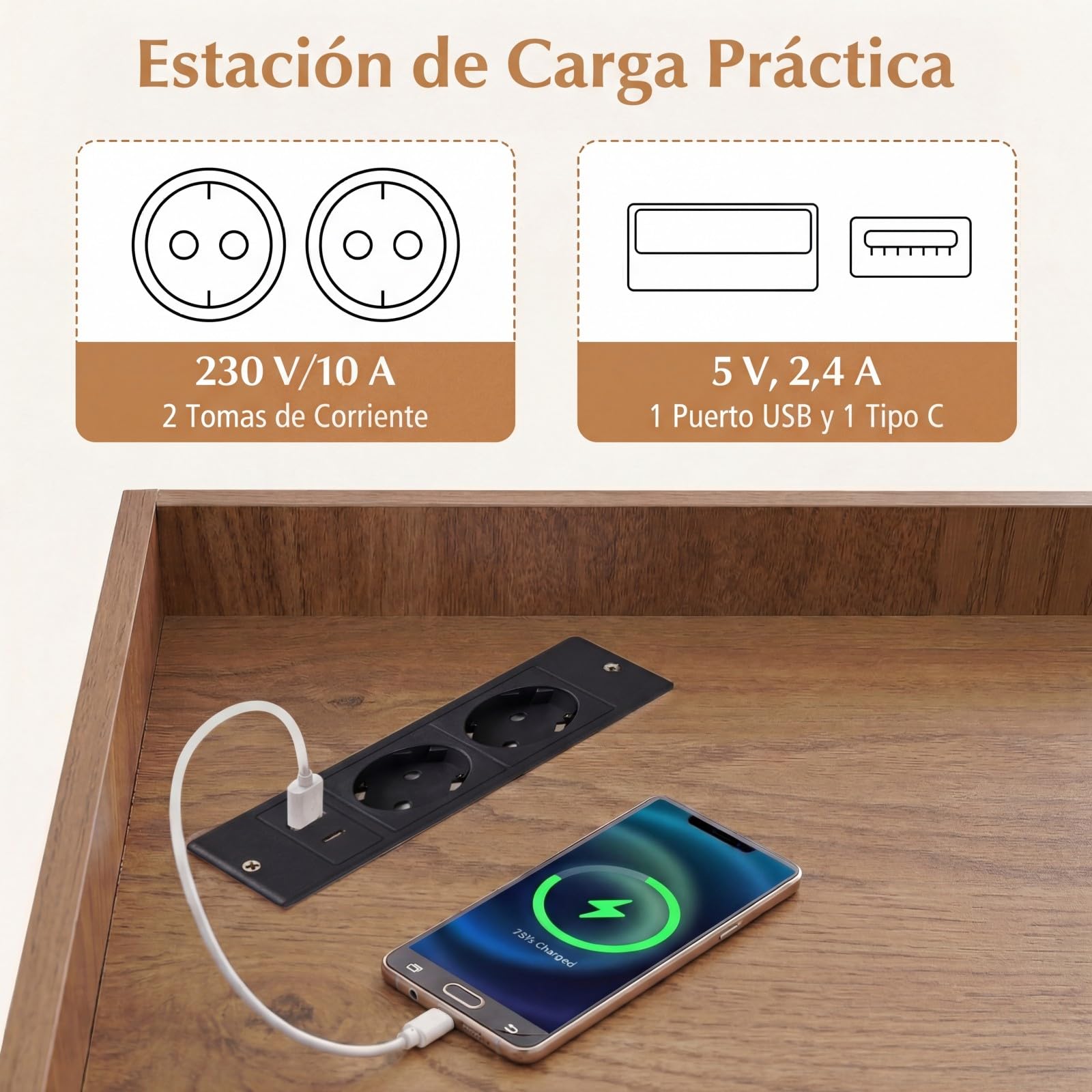COSTWAY Armario Esquinero con Estación de Carga, Mueble Esquinero de 3 Niveles, 9 Cubículos, Mueble Esquina Dormitorio Salon Cocina, 51 x 71,5 x 86 cm (Natural)