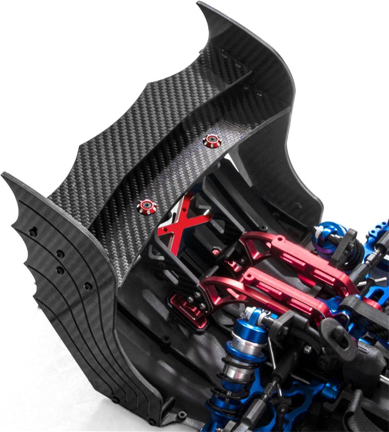 Carbon Fiber RC Front Bumper Guard Bar & Side Pedal Board & Adjustable RC Car Rear Tail Wing Kit Compatible with Arrma F1 Limitless 1/7 Protector Upgrade Parts(RED)