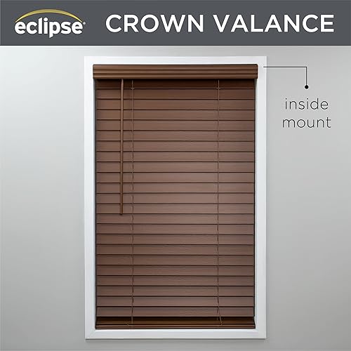 Miniatura 4 de Eclipse Persianas de madera sintética, 63.5 pulgadas de ancho x 64 pulgadas de largo en roble oscuro, sin cordón, certificadas seguras para niños y
