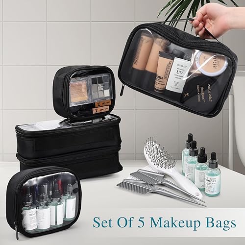 Miniatura 4 de Stagiant Estuche de tren de maquillaje rodante, estuche de maquillaje profesional, organizador de cosméticos de viaje, bolsa de peluquería para