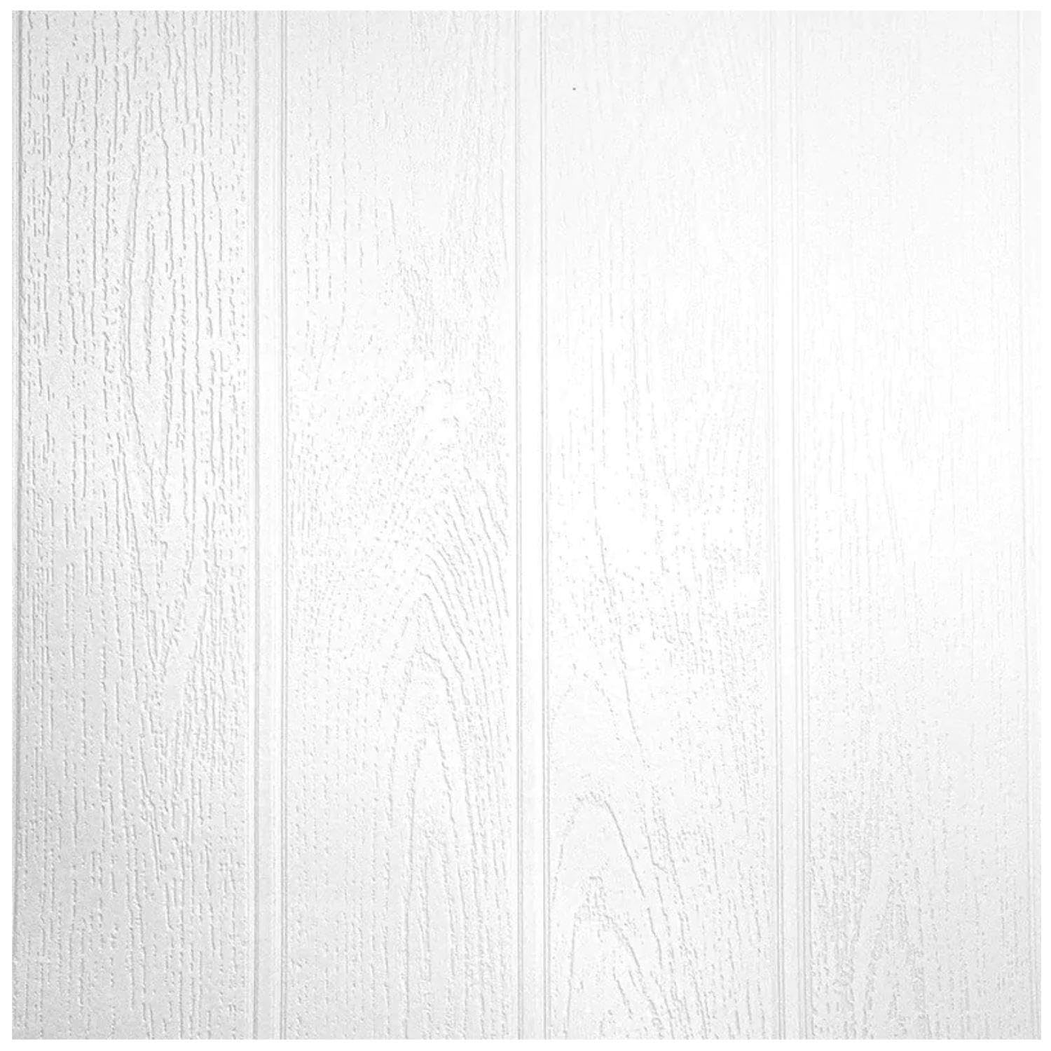YöL White Paintable Beaded - Wood Panel Stripe - Contemporary Modern Bright - Sophisticated Woodgrain Texture - Realistic Traditional - Paste The Paper Vinyl Wallpaper