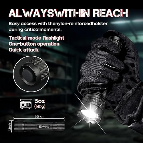 Miniatura 7 de SABERTOOTH Linternas tácticas de policía de 1800 lúmenes altos con funda para cinturón de servicio, linternas LED para emergencias de
