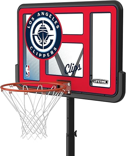 Vista 27 de Aro de basketball con sistema portable, de altura ajustable, tablero posterior de 44 pulgadas de Lifetime 1269 Pro Court.