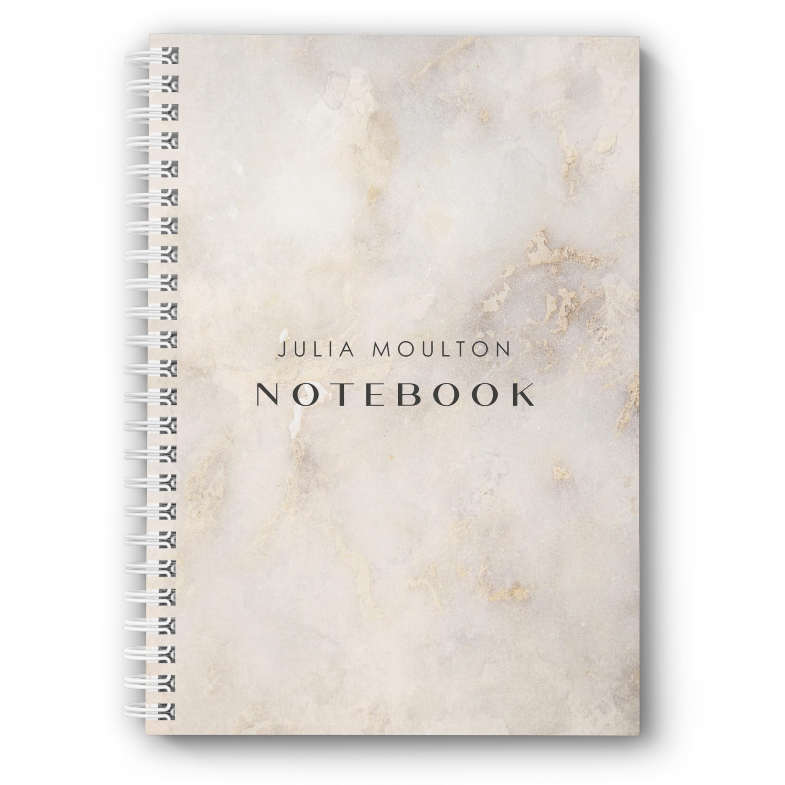 Personalised Notebook Beige Marble, Lined, To Do List or Plain Paper. Choice of Size, Friend, Teenage Gift, Present
