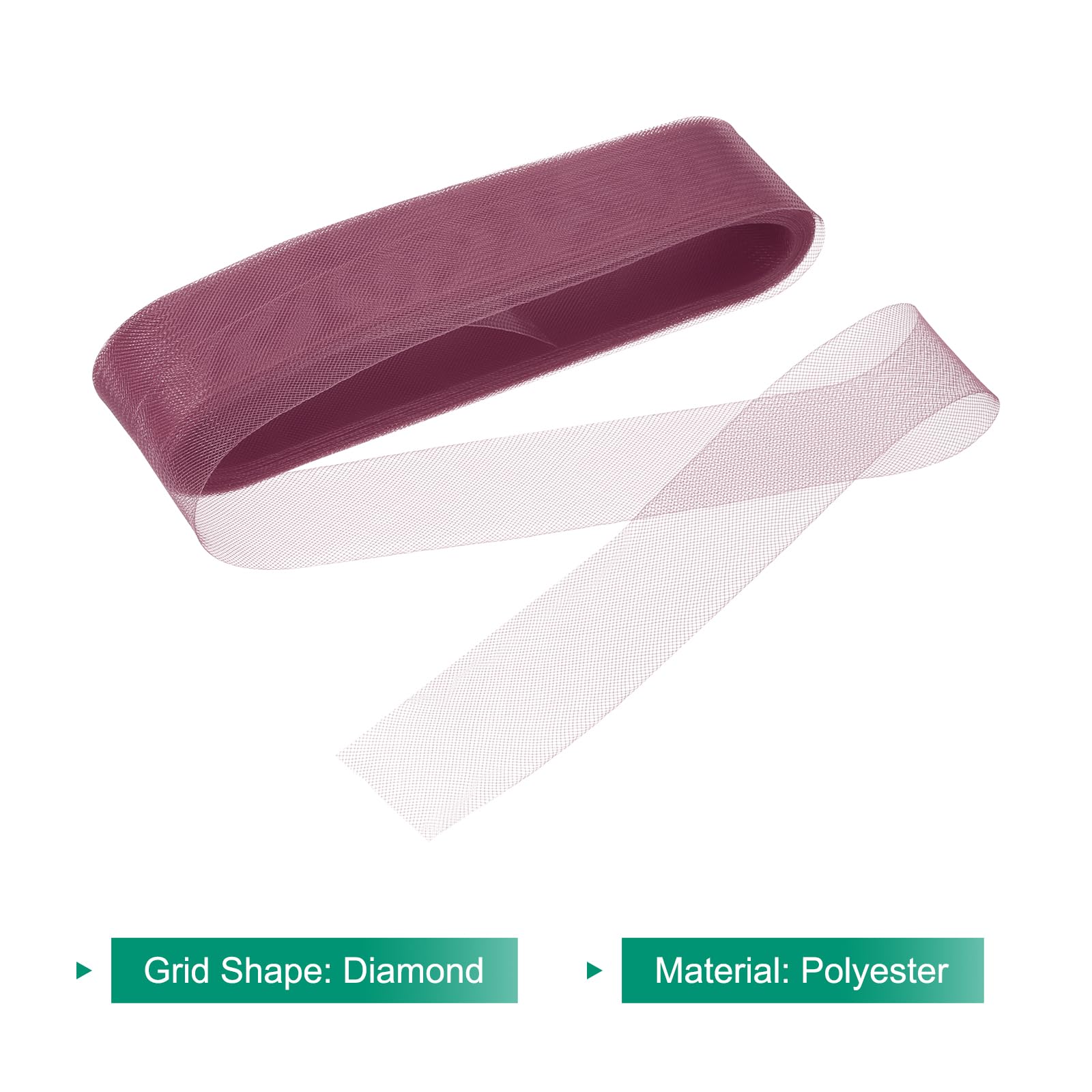 QUARKZMAN 25 Iarde Treccia di Crine Rigido Larga 2 Pollici per Disossamento in Poliestere, Cucito, Abito da Sposa, Ballo, Accessori per Abiti Formali, Rosso Scuro