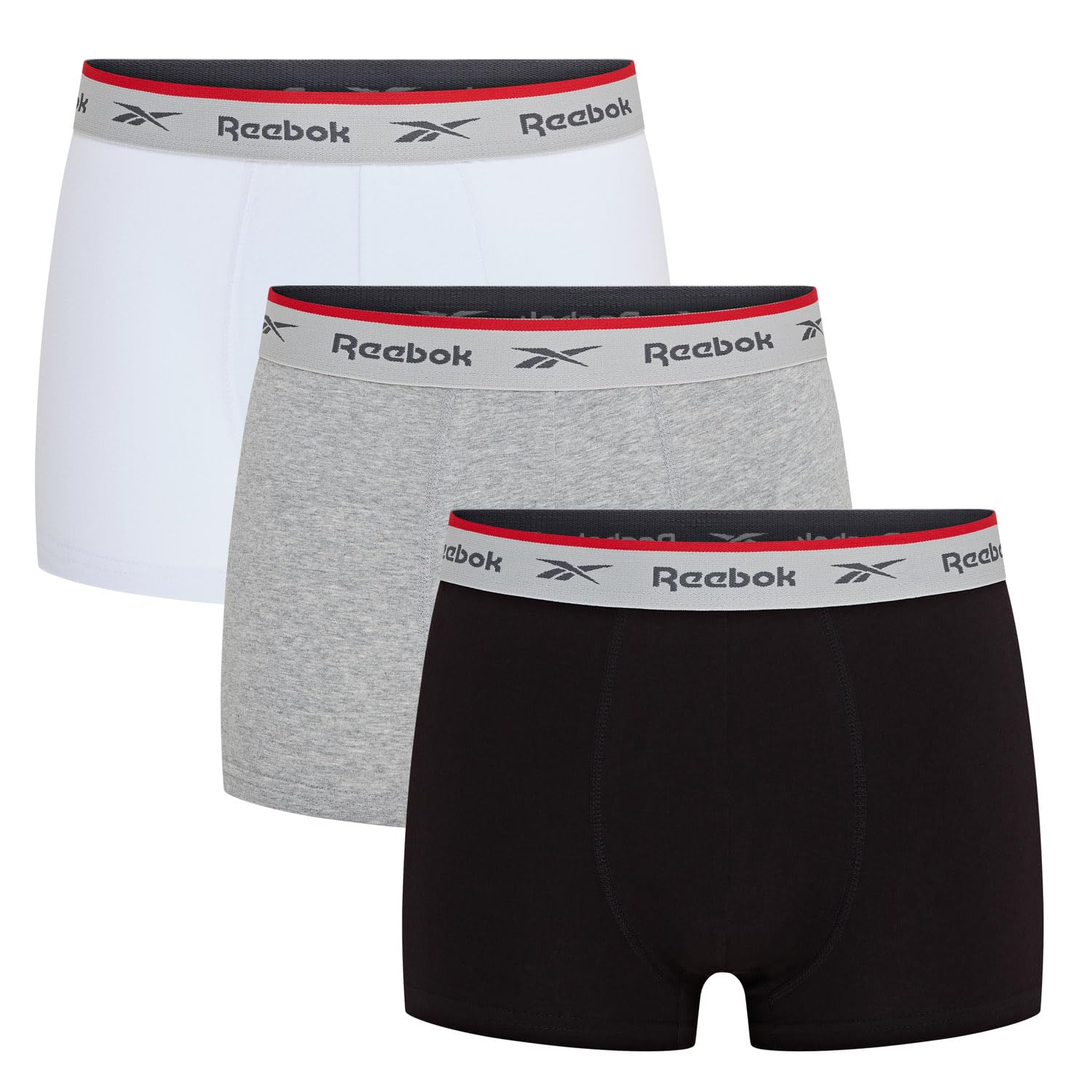 Boxers en Coton pour Homme Reebok | Confortables et Respirants avec Impression de la Marque sur la Ceinture - Lot de 3 en Coloris Noir