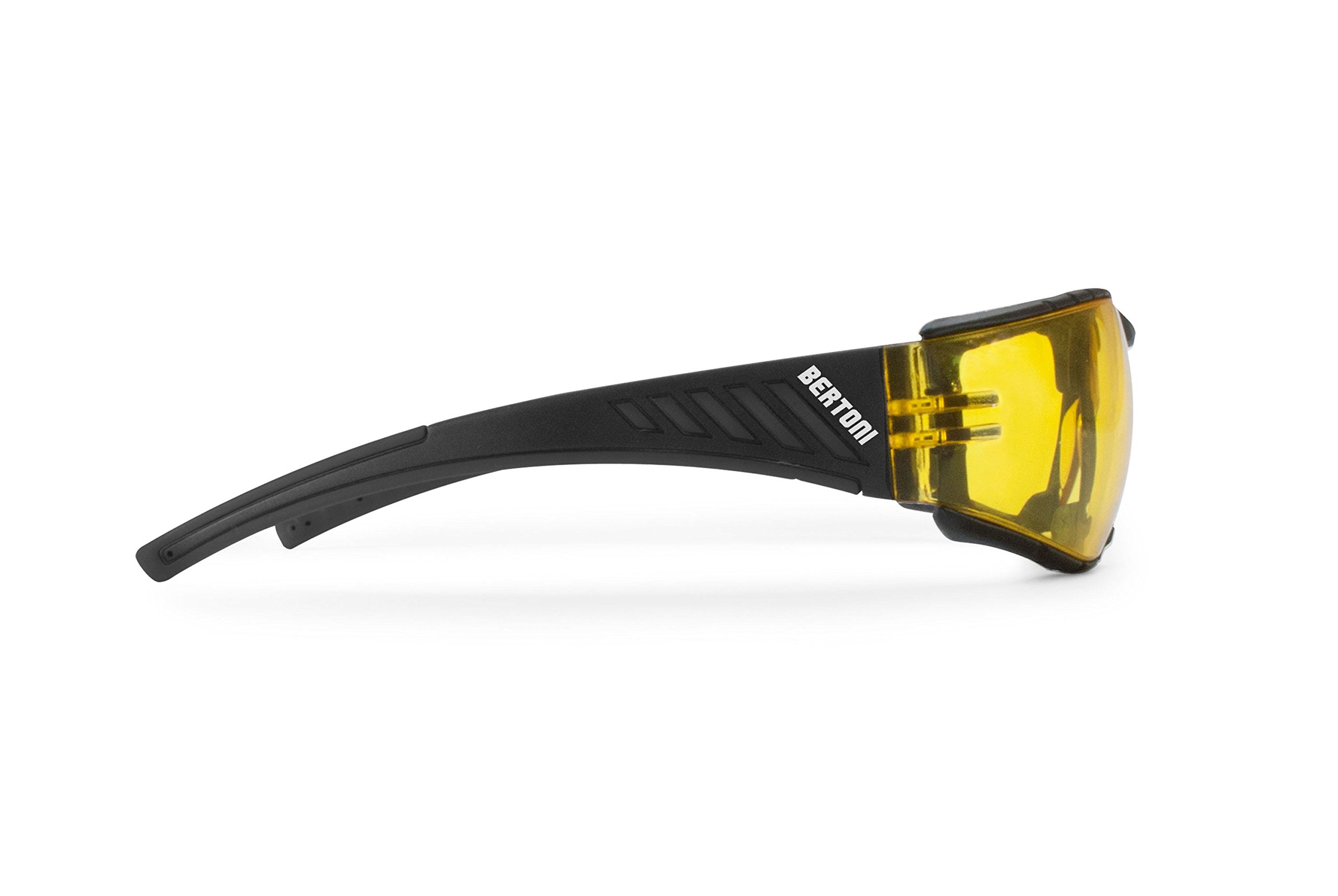 Bertoni Occhiali da Moto Antivento Avvolgenti con Lente Infrangibile Antiappannante - Spugna Antivento Removibile - AF149