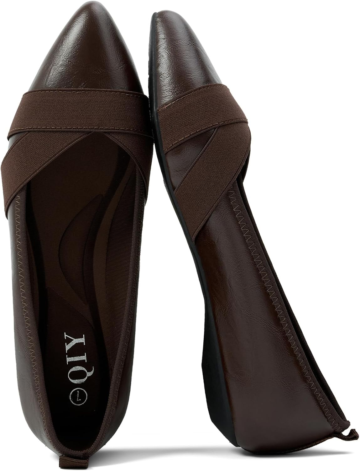 QIY Women's Pointed Toe Flats Slip On Comfortable Dress Shoes