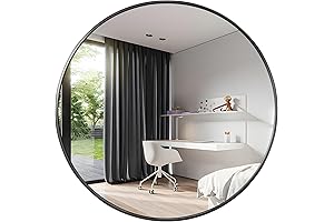 Exquisite 42" Black Round Mirror: Adorn Your Walls with Sophistication