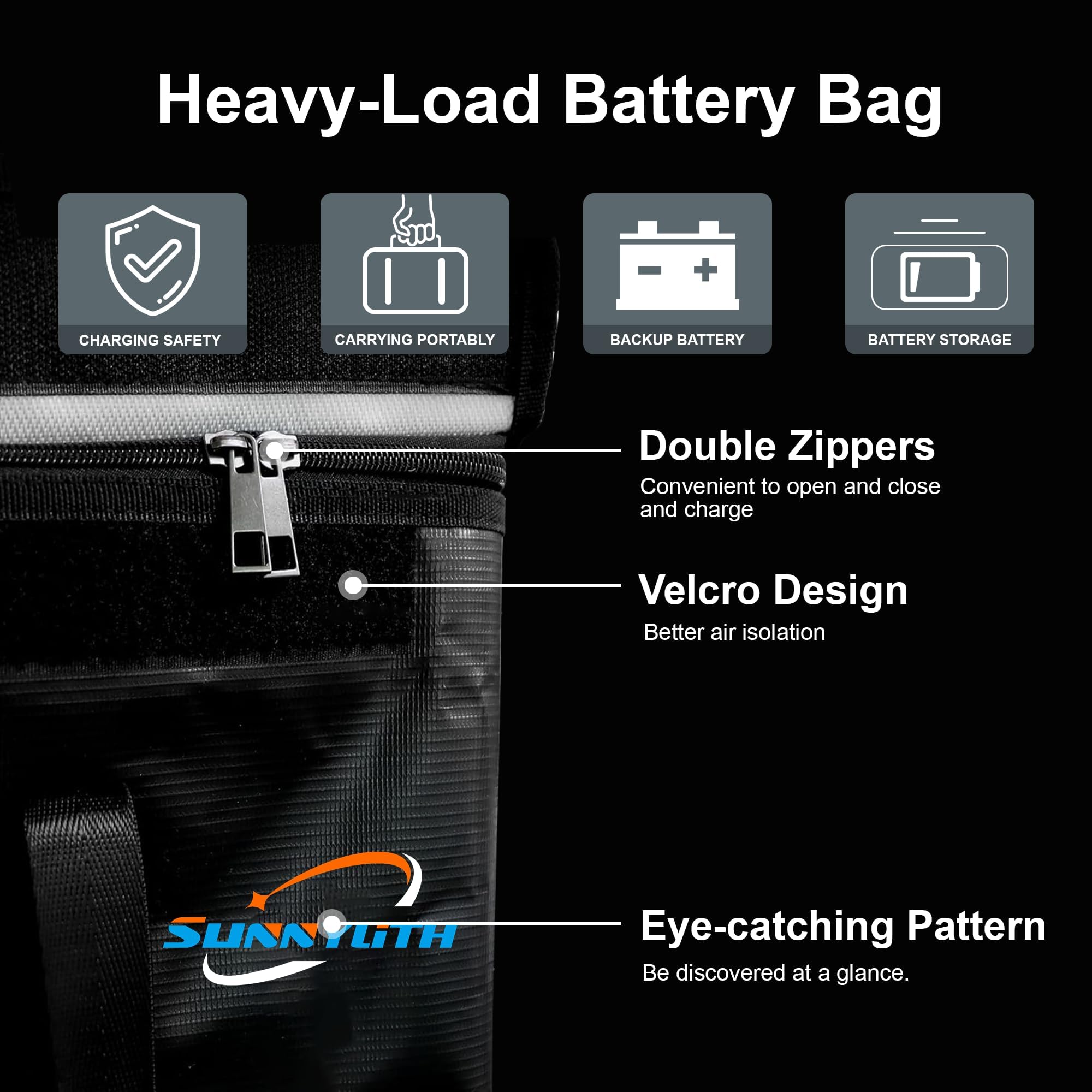 12V 100Ah LiFePO4 Batteria al litio Fireproof Safe Bag, grande capacità a prova di esplosione Lipo Battery Bag per la ricarica e la conservazione, 14 × 9.5 × 7.8 "scatola impermeabile