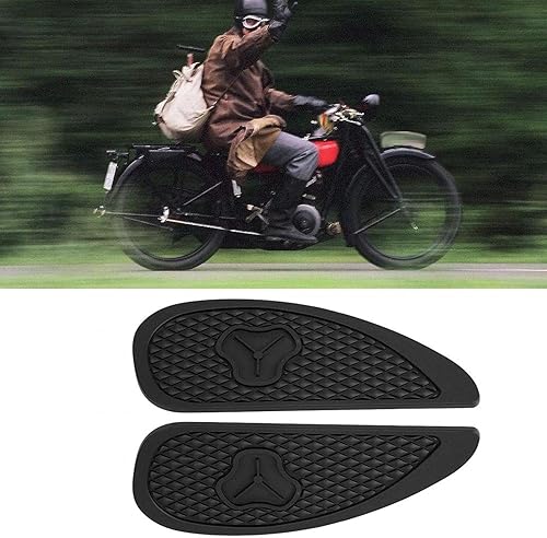 Miniatura 5 de Almohadilla de tracción de tanque para tanque de combustible de motocicleta retro, calcomanías protectoras antideslizantes, negro, 2 unidades