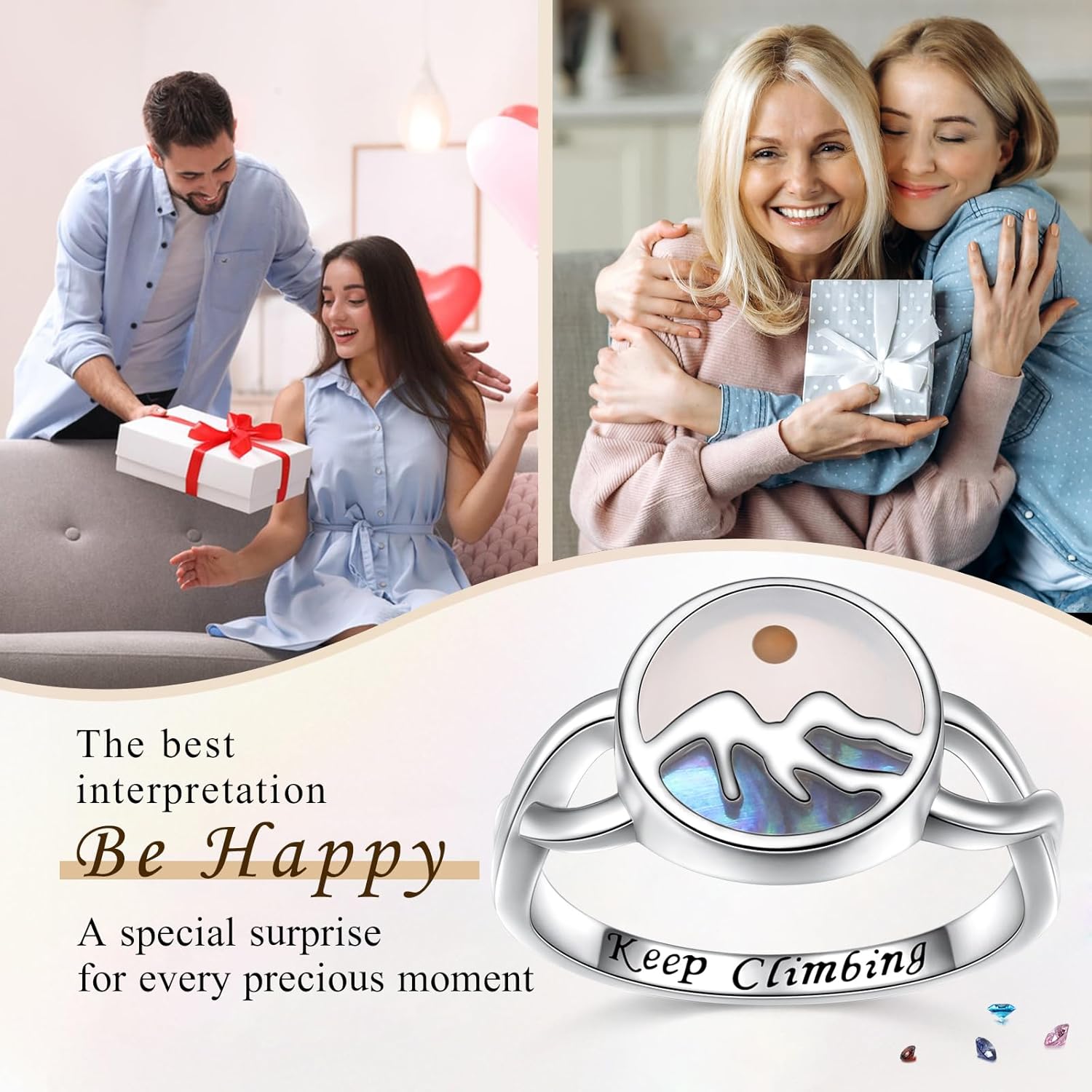 Mustard Seed Ring 925 Sterling Silver Mountain Ring for Women Abalone Shell Mountain Inspirational Jewelry for Women - Image 7