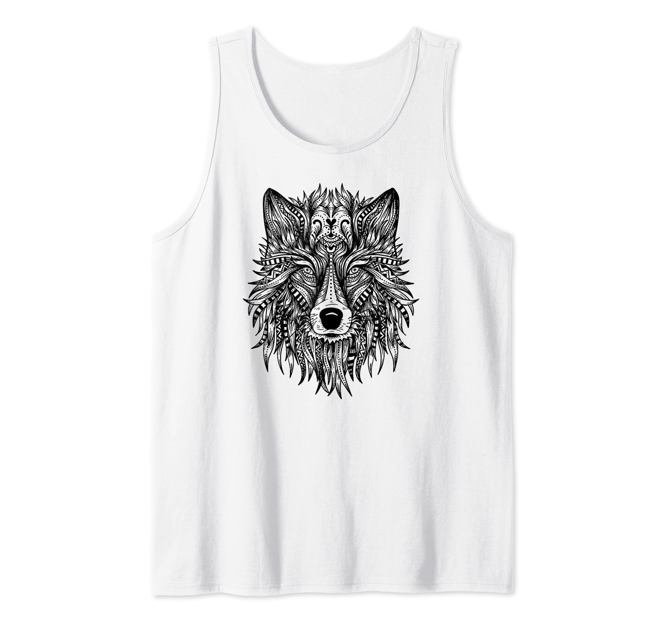 Memme Wolf Gift ShirtsMandala Wolf Tattoo Art Wolves Lover Shirt Girls Women Tank Top