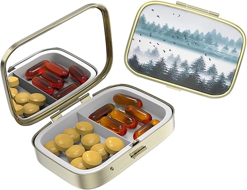 Bonito pastillero pequeño para bolsillos y bolsos, elegante pastillero que es un gran regalo, 2 compartimentos organizador de medicamentos de viaje