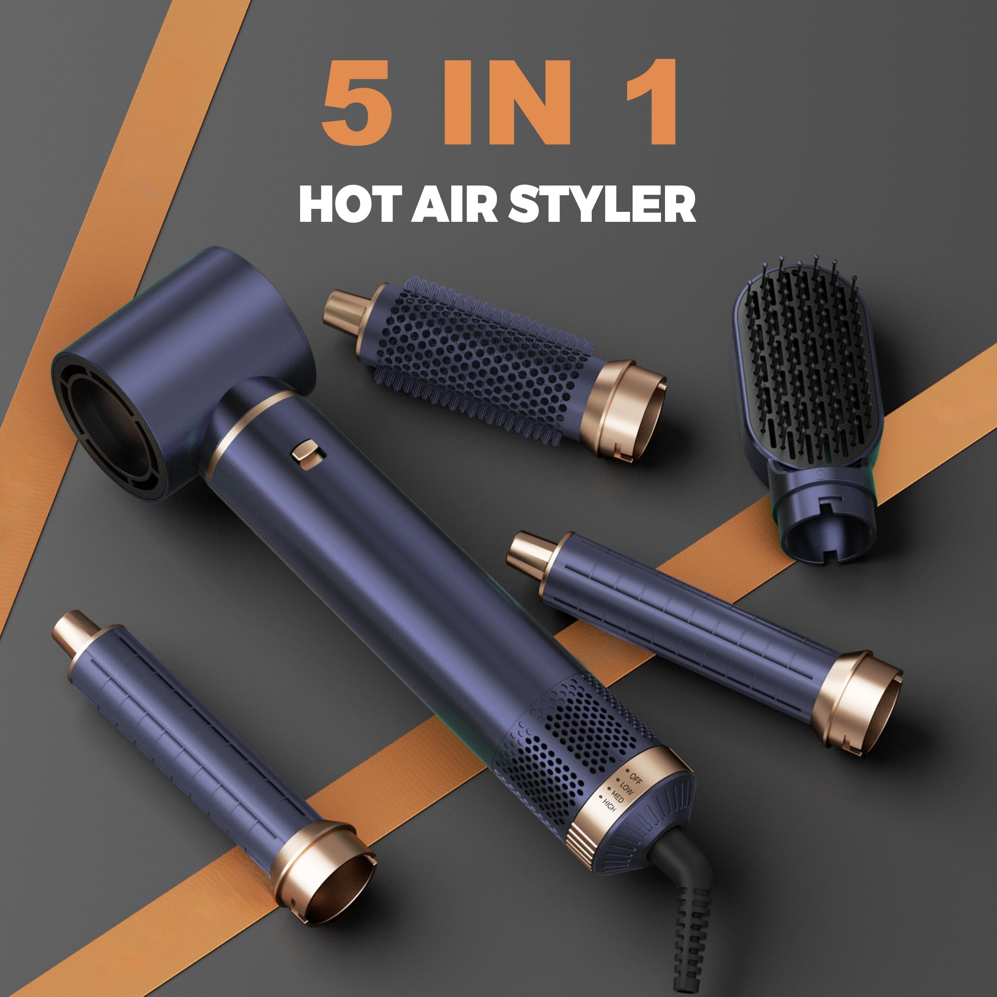 Asciugacapelli 5 in 1 Airstyler 5 in 1 Hairstyler 5 in 1 Multifunzione Phon Capelli,Spazzola Asciugacapelli Per Dare Volume Ai Capelli, Lisciare, Arricciare, Ioni Air Curler Brush,per Capelli
