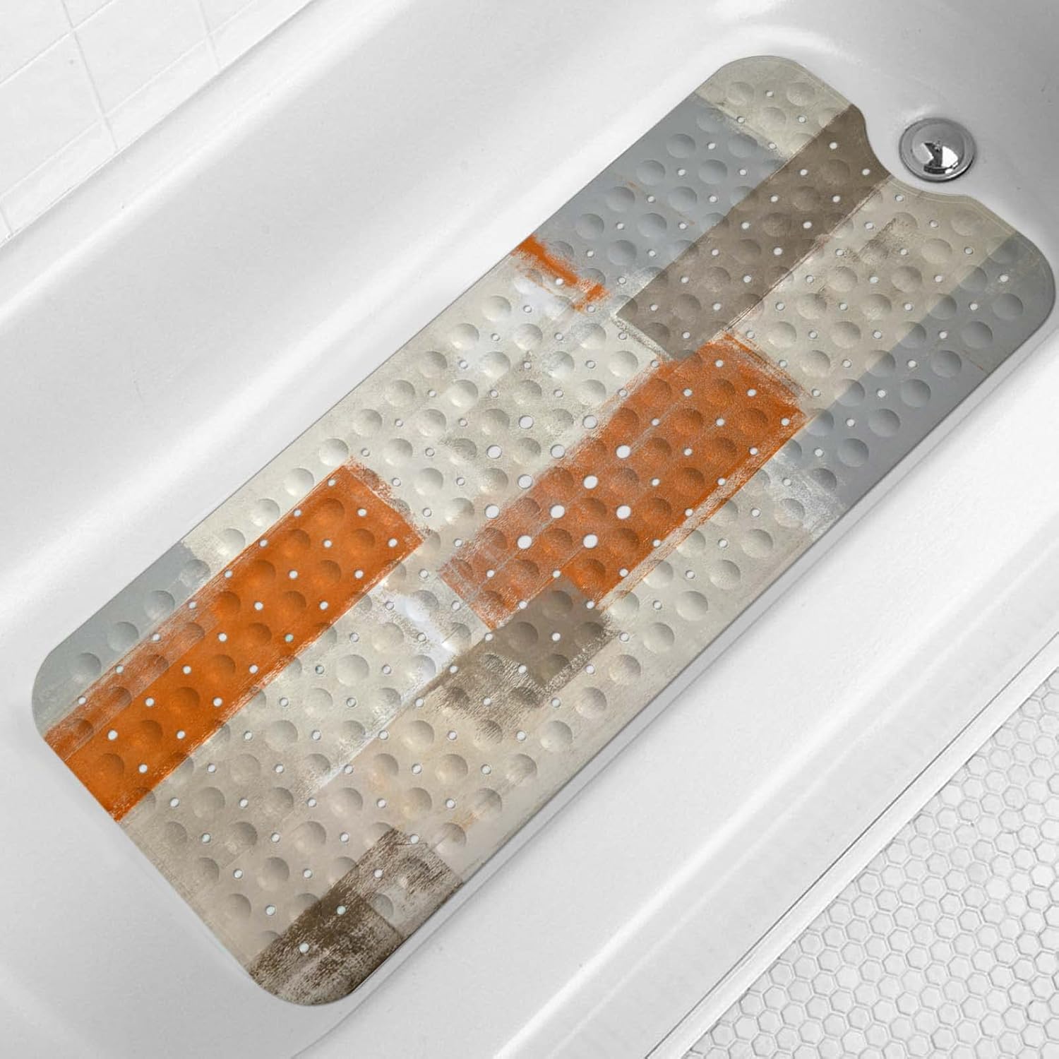 Amazon.com: LNOND Orange Bathtub Mat Non Slip, 40 X 16 Inch Tub Mat for Bathroom, Abstract Art ...