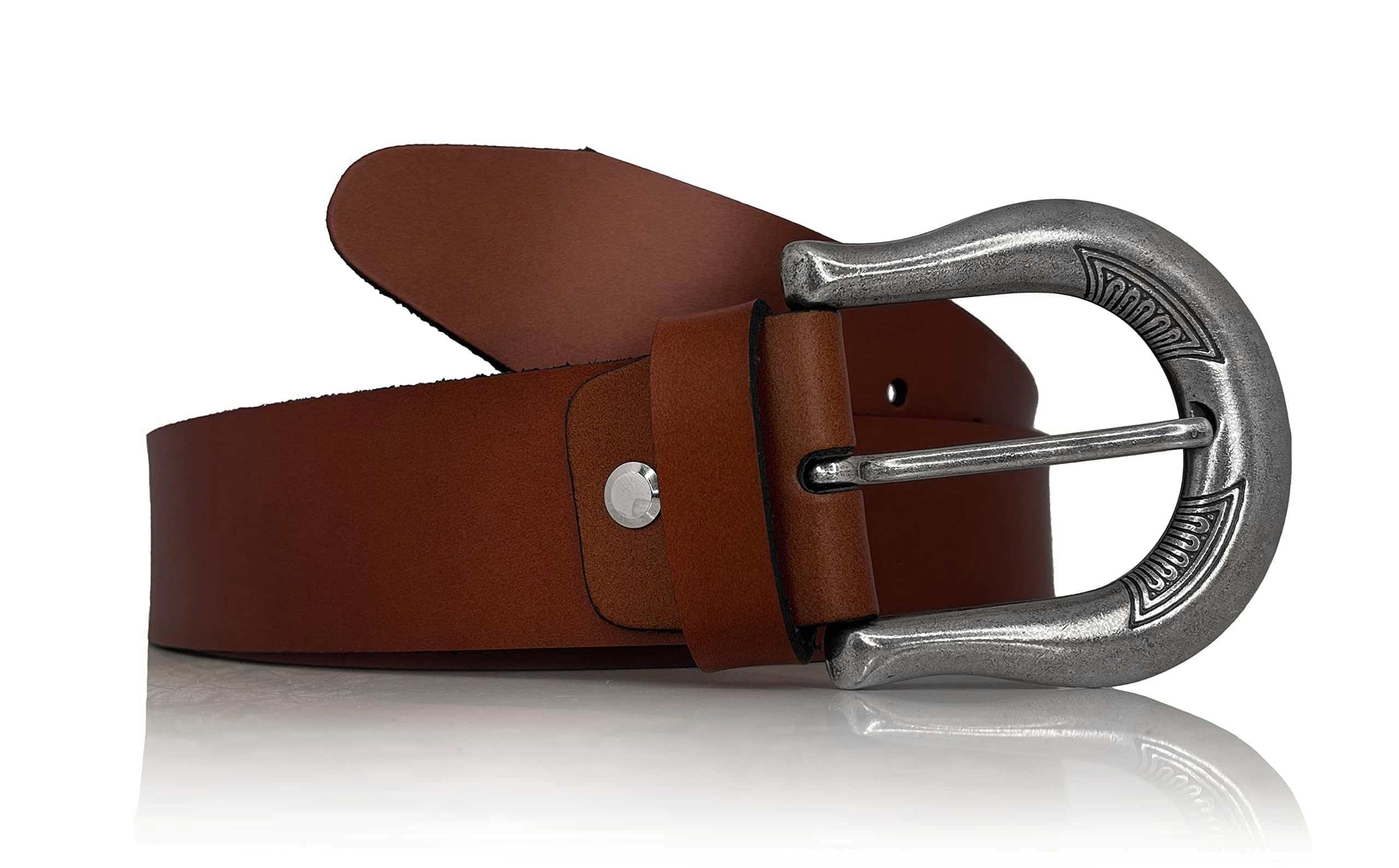 almela Cinturón mujer piel legítima - 4 cm de ancho - Casual informal - 40mm - Correa cuero - Hebilla plata antigua antialérgica - Cinto - Women leather belt