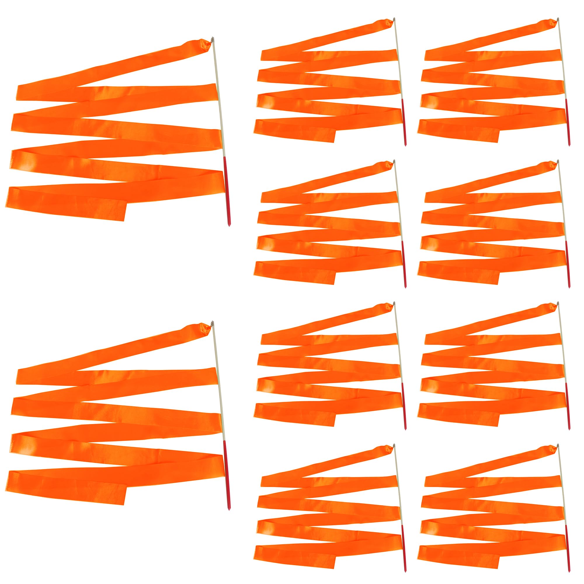 WedDecor 4M Rhythmic Gymnastics Ribbon, 4 Metre Dance Streamer Wand for Kids Ballet, Circus Skills, Festival Parades, Artistic Dance & Fitness Routines, Orange - 10pcs โ image 1
