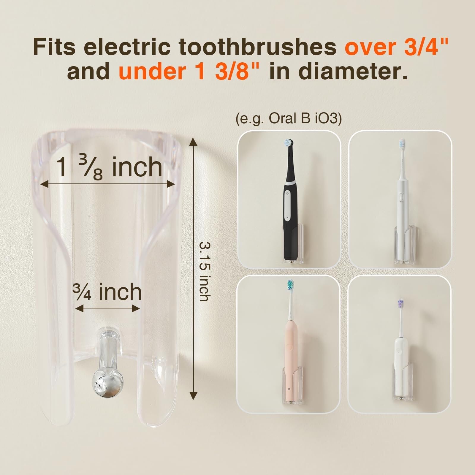 Portacepillo Dientes Soporte Adhesivo For Cepillos De Dientes Montado En La Pared, Estante Almacenamiento For, Encimera Baño Organizador(3packs)