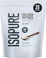 Vista 1 de Isopure Collagen Peptides Powder, Promotes Hair, Nail, Skin and Joint Health, with Vitamin C and Biotin, Unflavored, 20g Collagen Peptides Per
