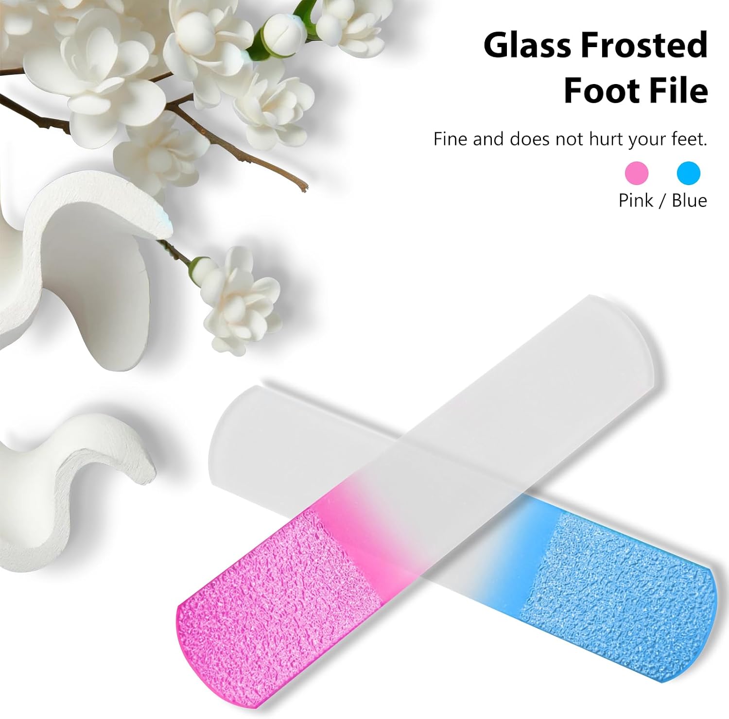 2Pcs (Pink + Blue) Glass Foot File Pedicure Rasp - Professional Pedicure Tools for Smooth, Soft Feet - Premium Foot Scrubber for Calluses, Corns, and Dead Skin Removal