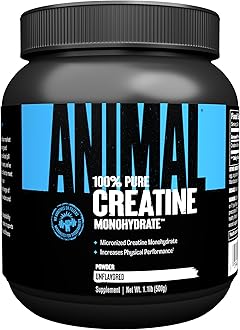 ANIMAL Pure Creatine Monohydrate – Pure, micronised Creatine Monohydrate Powder – 5 g Creatine per Serving – Easily Absorbed & unflavoured – 500 g