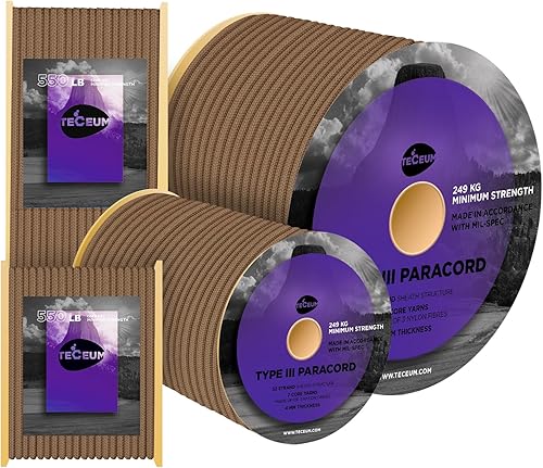 Vista 256 de TECEUM - Cuerda resistente 1000 de 1000 / 200 / 100 / 50 pies, más de 40 colores, cuerda para supervivencia y campamento, cuerda de nailon Patriot