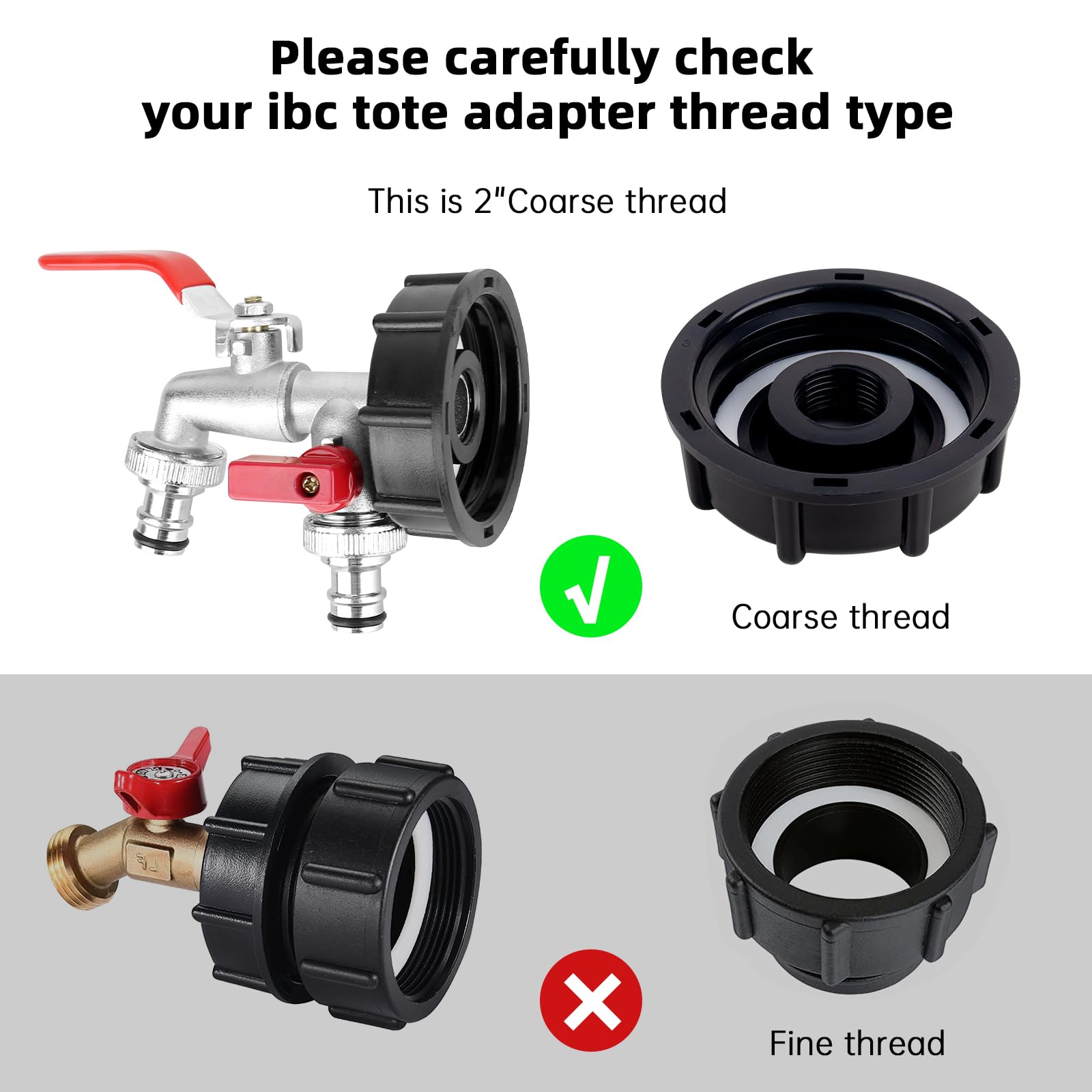 XCDMJ IBC Tank Fittings/Adapter Double 1/2" Threaded Connector Water Tank Tap Replacement Valve Fitting for S60x6 Water Storage Tank Tap Tank Garden Hose Connector Replace Valve Fitting Parts - Image 3
