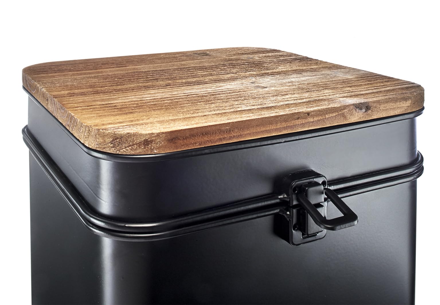 Kobolo Metalltruhe Aufbewahrung Kiste aus Metall im dreier Set - schwarz - mit Holzdeckel - B-Ware