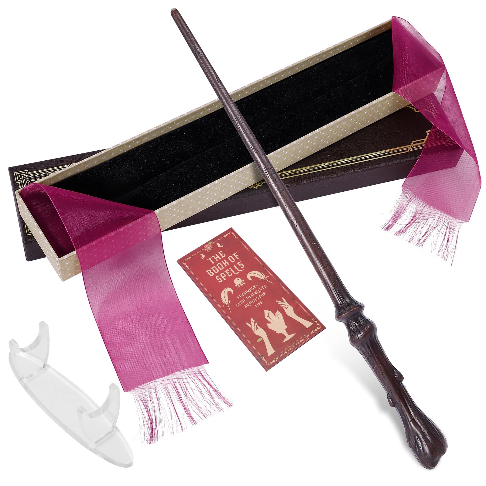 CharmRegion Wooden Wizard Magic Wand Hand Carved Wood Witch Wand for Kids Collection Cosplay, 14.5 in, Bone