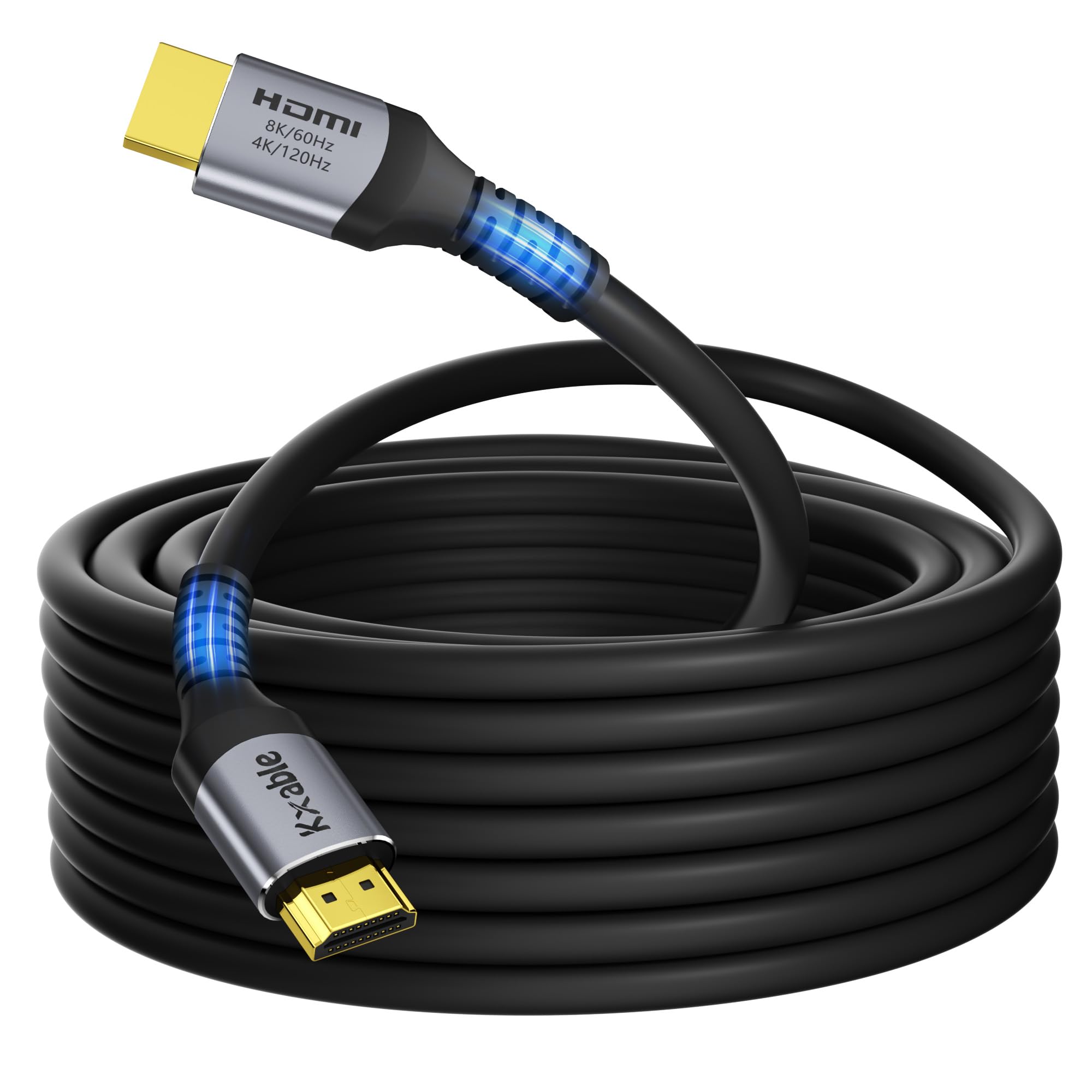 Cable HDMI largo 8K de 35 pies, HDMI 2.1 48 Gbps, adaptador de cable de ultra alta velocidad, OFC, 8K a 60Hz, 4K a 120Hz, cable para juegos eARC 3D RTX 3090, compatible con laptop/monitor/proyector