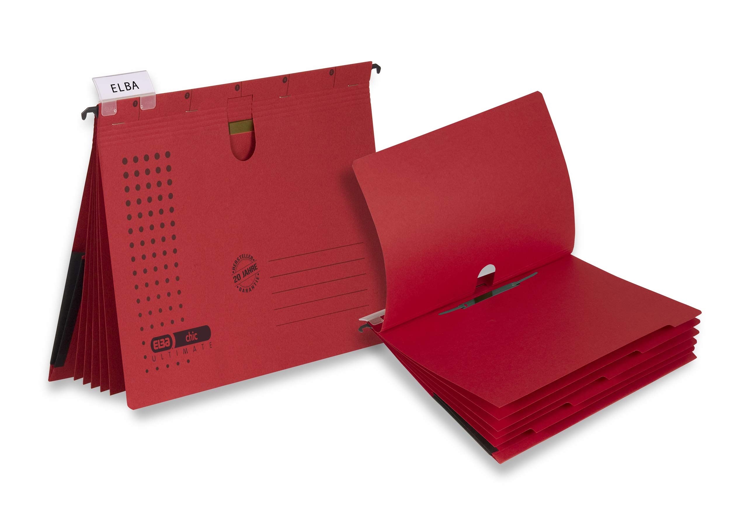 Elba chic Ultimate 100333013 Cartellina 5 fogli con 5 divisori con Tasca espandibile, confezione da 5, colore: rosso