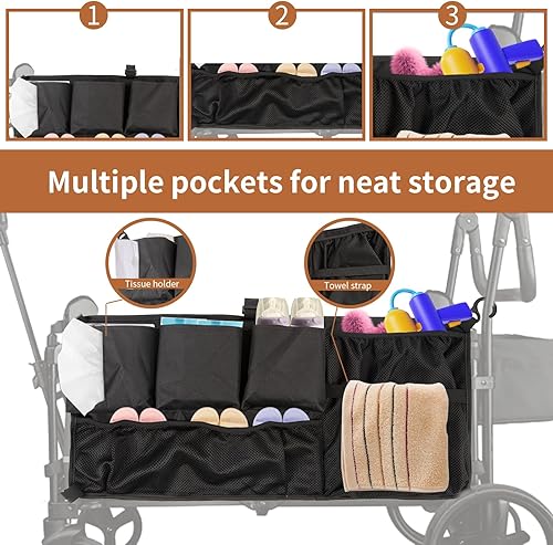 Miniatura 3 de Red de carga con múltiples bolsillos para cochecito, red de carga para cochecito, organizador de cochecito Oxford, espacio de almacenamiento