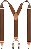 Timiot Men's Y-Back Suspenders: 4 Strong Metal Clips, Wide Elastic Straps Adjustable to 52" for Casual & Formal Wear