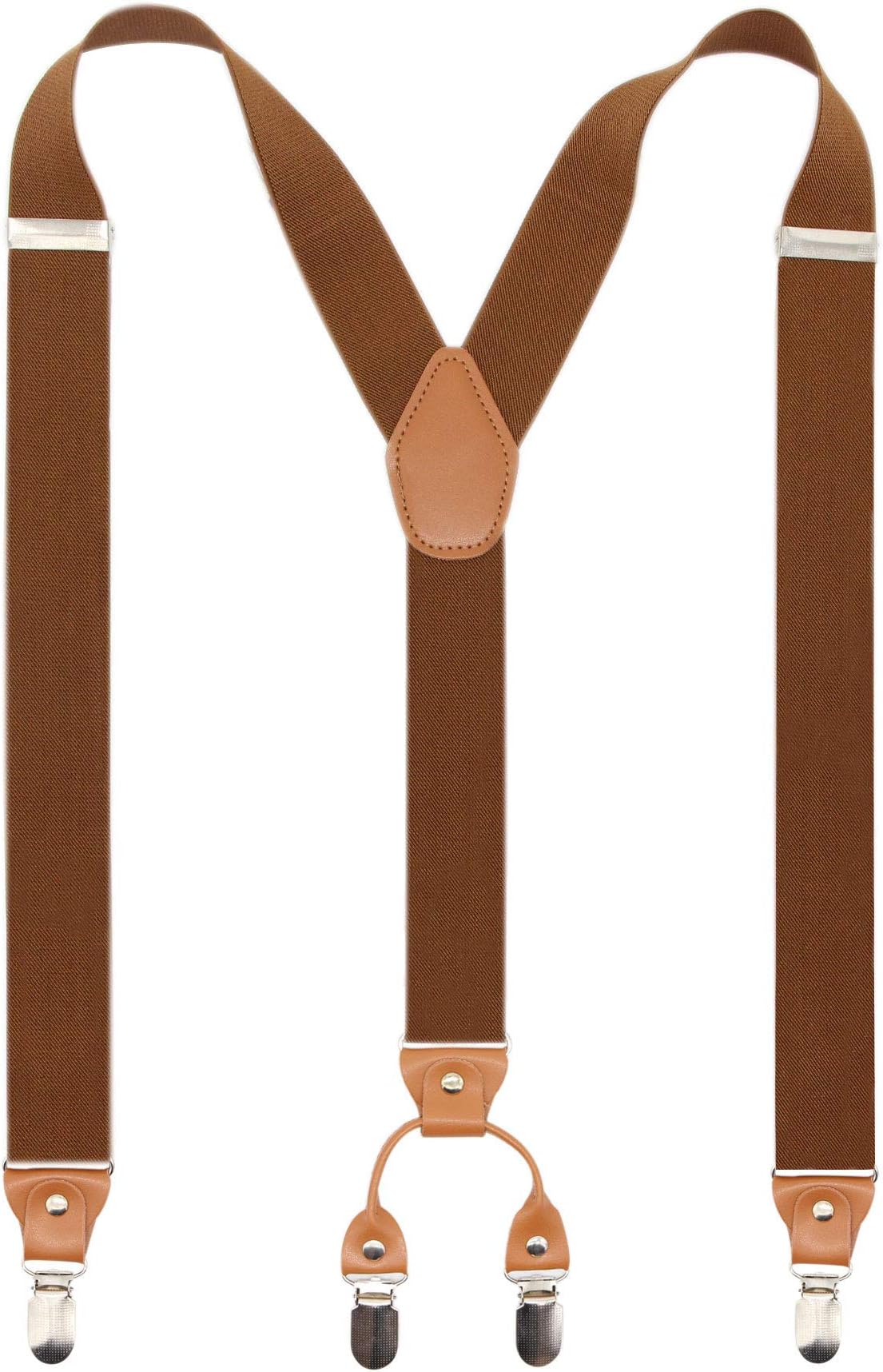 Men’s Y-Back 4 Metal Clip Elastic Wide Suspenders Perfect For Both Casual&Formal