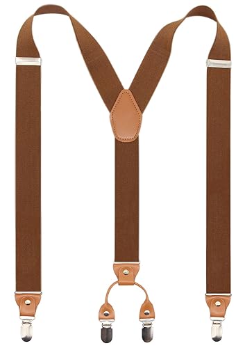 Timiot Men’s Y-Back 4 Metal Clip Elastic Wide Suspenders Perfect For Both Casual&Formal