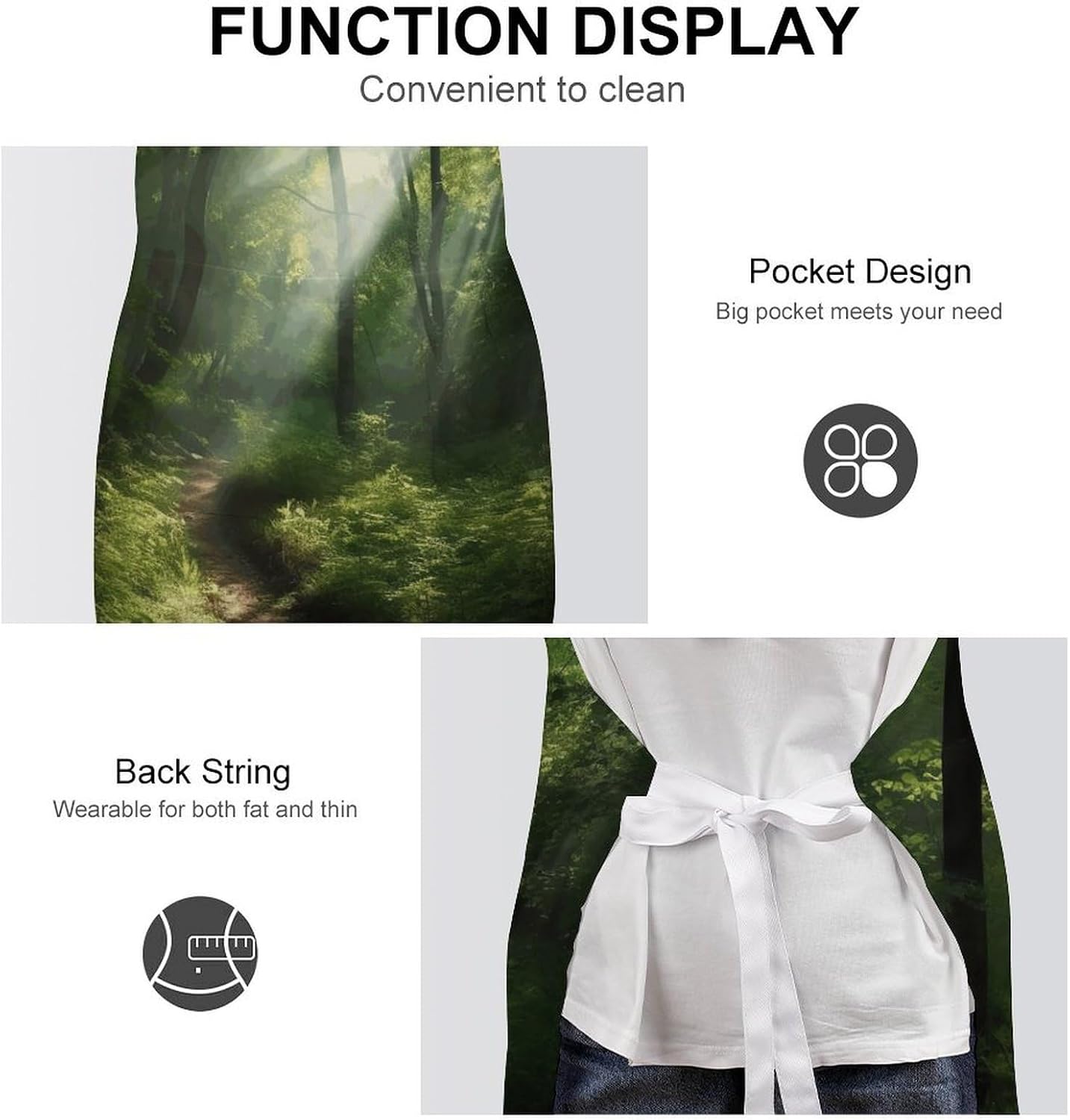 Sunlight Through The Grove Apron for Cooking Kitchen Chef Aprons with Pockets Unisex Professional Adjustable Bib Aprons Restaurant Waterdrop Resistant Apron for Men Women Waiter