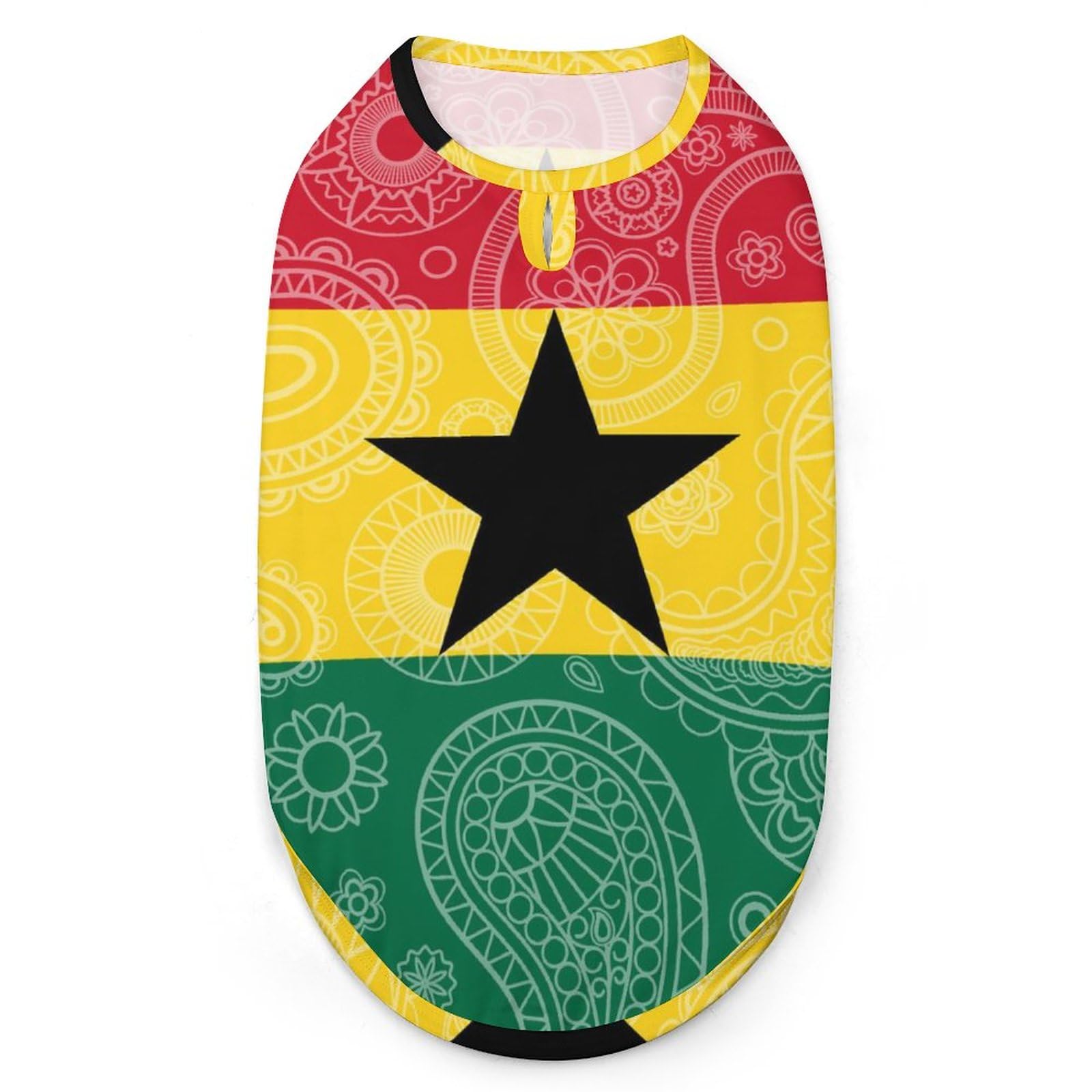 Ghana Paisley Flag 3D Printed Dog Clothestylishleeveless Doghirts Vest Breathable Pet Tank Top Teesweatshirt Medium